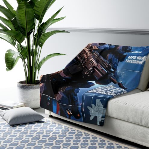 Futuristic Sherpa Fleece Blanket - Enhanced Reflexes Design for Gamers - Image 4
