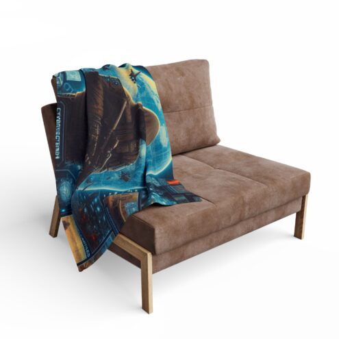 Cyberpunk Arctic Fleece Blanket - Futuristic Design for Cozy Gaming Nights - Image 2