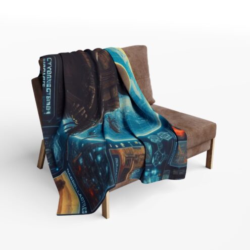 Cyberpunk Arctic Fleece Blanket - Futuristic Design for Cozy Gaming Nights - Image 6