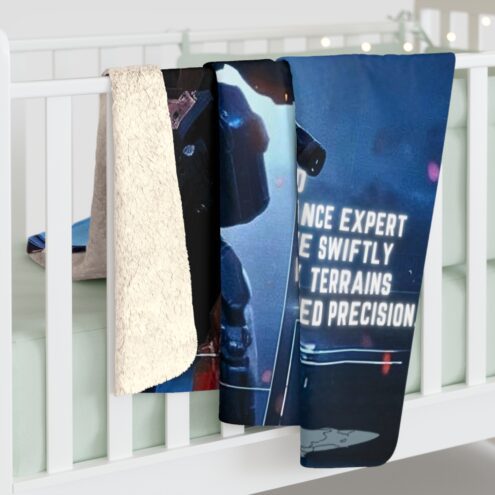 Futuristic Sherpa Fleece Blanket - Enhanced Reflexes Design for Gamers - Image 2