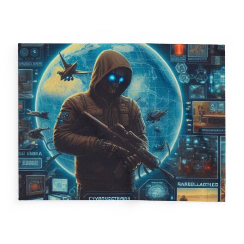 Cyberpunk Arctic Fleece Blanket - Futuristic Design for Cozy Gaming Nights - Image 4