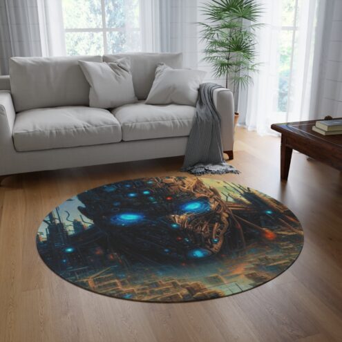 Futuristic Round Rug - Cyberpunk Style Home Decor