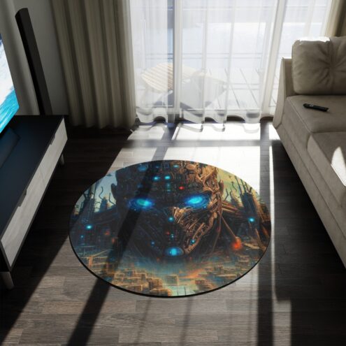 Futuristic Round Rug - Cyberpunk Style Home Decor - Image 2