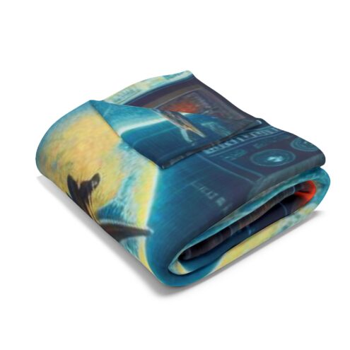 Cyberpunk Arctic Fleece Blanket - Futuristic Design for Cozy Gaming Nights - Image 7