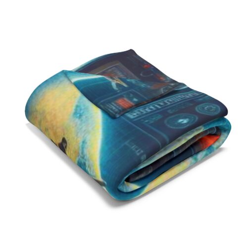 Cyberpunk Arctic Fleece Blanket - Futuristic Design for Cozy Gaming Nights - Image 3